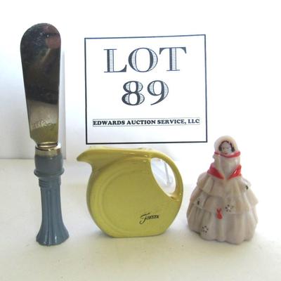 Fiesta Refrigerator Magnet and Tiny Knife Spreader and Boyd Glass Hand Painted Doll