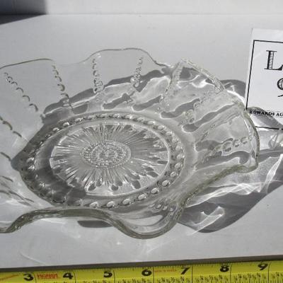 Vintage Federal Glass Large Clear Ruffled Serving Bow, Columbia Pattern l