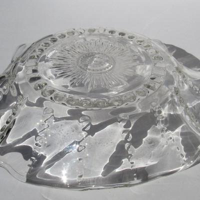 Vintage Federal Glass Large Clear Ruffled Serving Bow, Columbia Pattern l