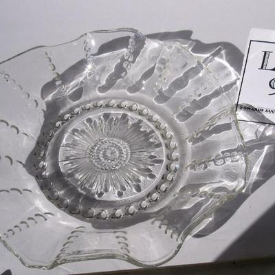 Vintage Federal Glass Large Clear Ruffled Serving Bow, Columbia Pattern l