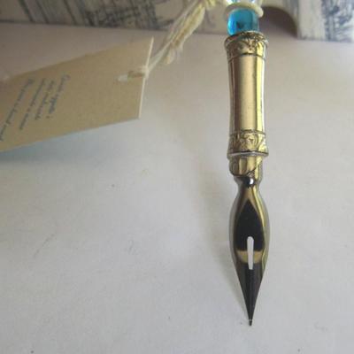 Nice Murano Italy Art Glass Ink Pen Sterling and Glass In Box