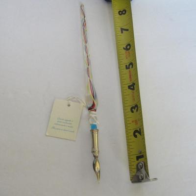 Nice Murano Italy Art Glass Ink Pen Sterling and Glass In Box