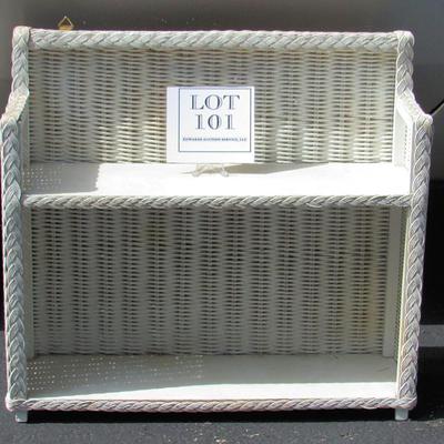 Older White Wicker Wall Shelf, Sturdy
