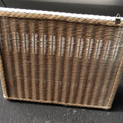 Older White Wicker Wall Shelf, Sturdy