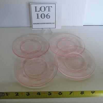 Mosser Glass Childs Pink Jennifer 4 Dinner Plates