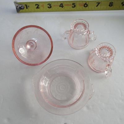 Mosser Glass Childs Jennifer Dishes, Sugar Creamer, Butter Dish