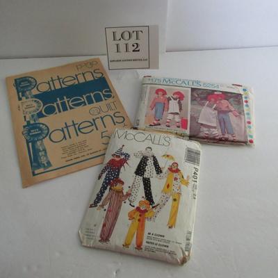 Older Patterns for Kids and Adults, Clowns and Raggedy Ann/Andy, & Quilt Patterns