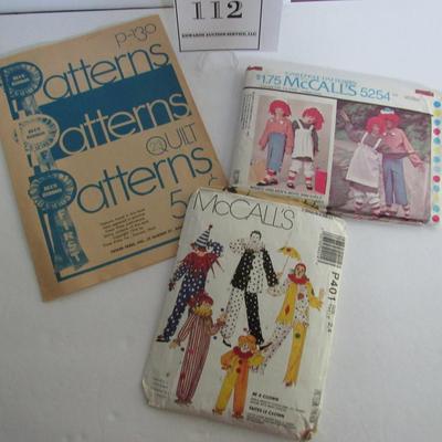 Older Patterns for Kids and Adults, Clowns and Raggedy Ann/Andy, & Quilt Patterns