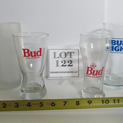 Lot of 4 Misc Bud and Bud Light Beer Glasses