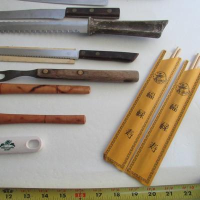 Lot of Kitchen Knives and Utensils