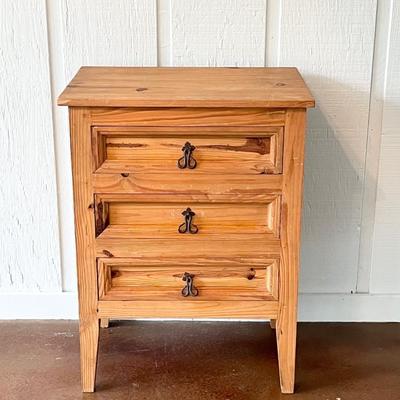 Solid Pine Three (3) Drawer Side Table