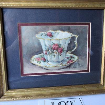 Lot 150: Tea Cup and Saucer Framed Print, 8" x 10"
