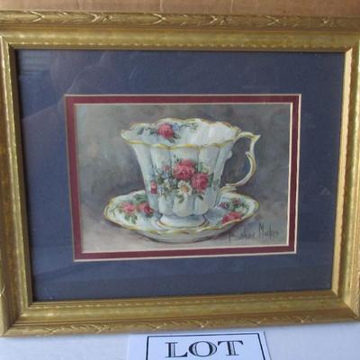 Lot 150: Tea Cup and Saucer Framed Print, 8" x 10"