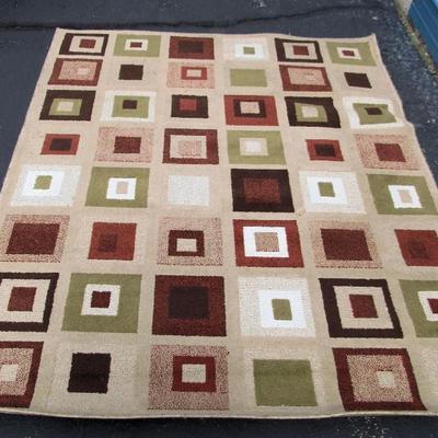 Lot 153: Large Contemporary Decorative Rug, Green/Brown Tones, Large 63"x85" Rug