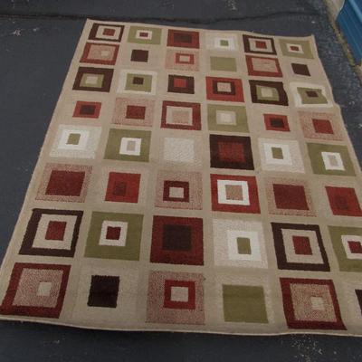 Lot 155: Large 63"x85" Rug, Green and Brown Tones, Contemporary