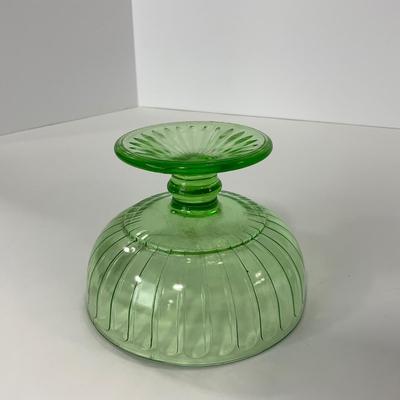 -102- URANIUM | Green Depression Ribbon Hazel Atlas Glass Co. | Sherbet