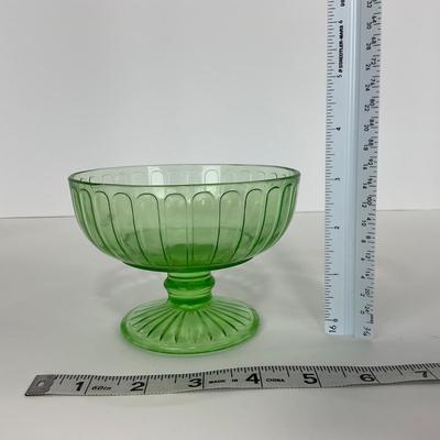 -102- URANIUM | Green Depression Ribbon Hazel Atlas Glass Co. | Sherbet