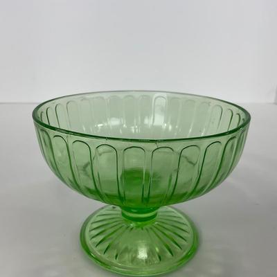 -102- URANIUM | Green Depression Ribbon Hazel Atlas Glass Co. | Sherbet