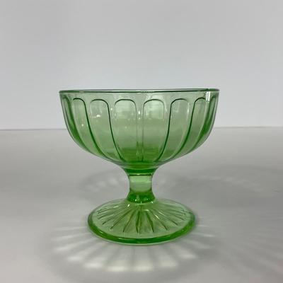 -102- URANIUM | Green Depression Ribbon Hazel Atlas Glass Co. | Sherbet