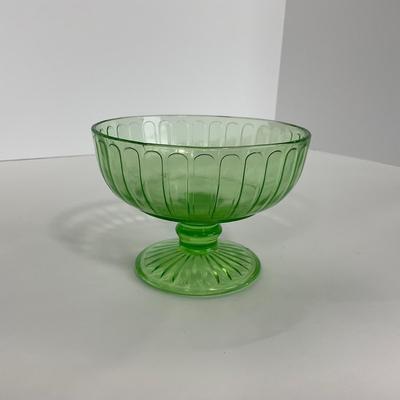 -102- URANIUM | Green Depression Ribbon Hazel Atlas Glass Co. | Sherbet