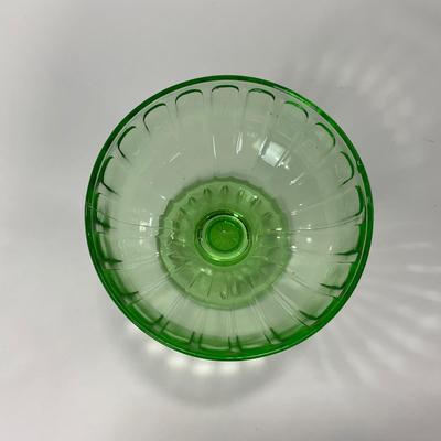 -102- URANIUM | Green Depression Ribbon Hazel Atlas Glass Co. | Sherbet