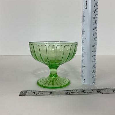 -102- URANIUM | Green Depression Ribbon Hazel Atlas Glass Co. | Sherbet