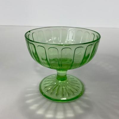 -102- URANIUM | Green Depression Ribbon Hazel Atlas Glass Co. | Sherbet