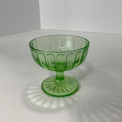 -102- URANIUM | Green Depression Ribbon Hazel Atlas Glass Co. | Sherbet