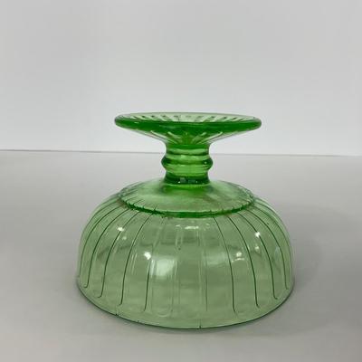 -102- URANIUM | Green Depression Ribbon Hazel Atlas Glass Co. | Sherbet