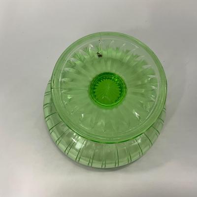 -102- URANIUM | Green Depression Ribbon Hazel Atlas Glass Co. | Sherbet