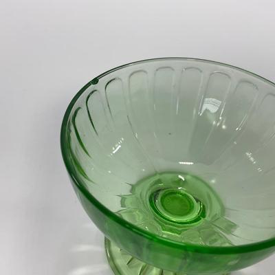 -102- URANIUM | Green Depression Ribbon Hazel Atlas Glass Co. | Sherbet