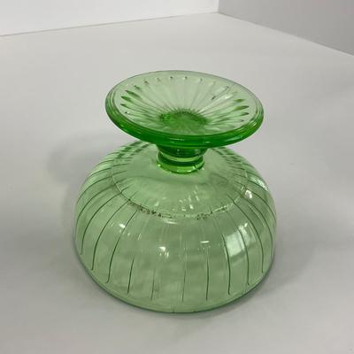 -102- URANIUM | Green Depression Ribbon Hazel Atlas Glass Co. | Sherbet