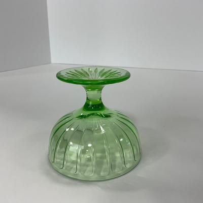 -102- URANIUM | Green Depression Ribbon Hazel Atlas Glass Co. | Sherbet