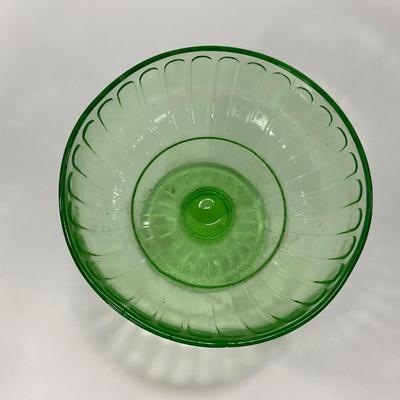 -102- URANIUM | Green Depression Ribbon Hazel Atlas Glass Co. | Sherbet