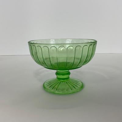-102- URANIUM | Green Depression Ribbon Hazel Atlas Glass Co. | Sherbet