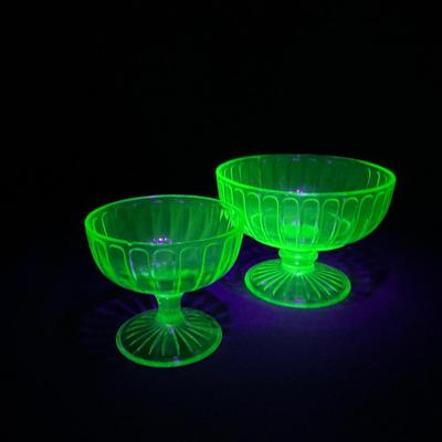 -102- URANIUM | Green Depression Ribbon Hazel Atlas Glass Co. | Sherbet
