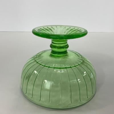 -102- URANIUM | Green Depression Ribbon Hazel Atlas Glass Co. | Sherbet