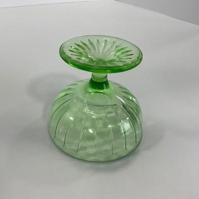 -102- URANIUM | Green Depression Ribbon Hazel Atlas Glass Co. | Sherbet