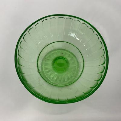 -102- URANIUM | Green Depression Ribbon Hazel Atlas Glass Co. | Sherbet