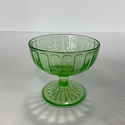 -102- URANIUM | Green Depression Ribbon Hazel Atlas Glass Co. | Sherbet