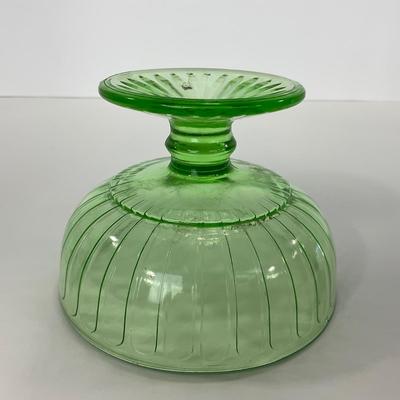 -102- URANIUM | Green Depression Ribbon Hazel Atlas Glass Co. | Sherbet