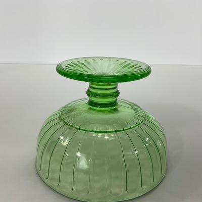 -102- URANIUM | Green Depression Ribbon Hazel Atlas Glass Co. | Sherbet