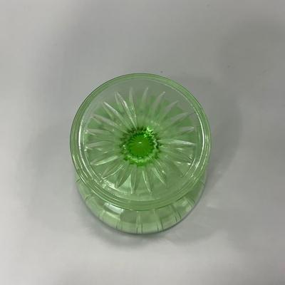 -102- URANIUM | Green Depression Ribbon Hazel Atlas Glass Co. | Sherbet