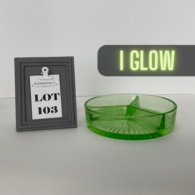 -103- URANIUM | Green Depression Three Part Divided Round Dish