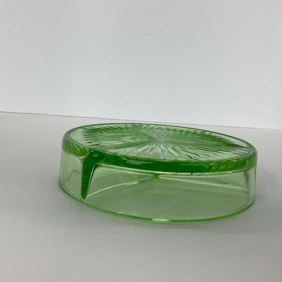 -103- URANIUM | Green Depression Three Part Divided Round Dish