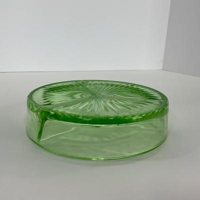 -103- URANIUM | Green Depression Three Part Divided Round Dish