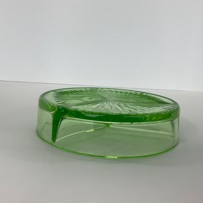 -103- URANIUM | Green Depression Three Part Divided Round Dish