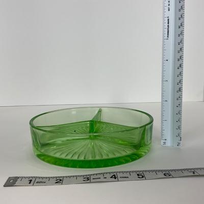 -103- URANIUM | Green Depression Three Part Divided Round Dish