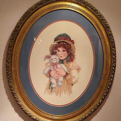 Needlepoint Artwork in Circular Frame