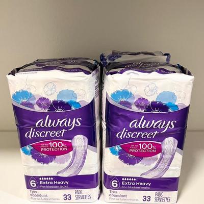 ALWAYS DISCREET ~ Extra Heavy ~ 4 Packs Of 33 Pads